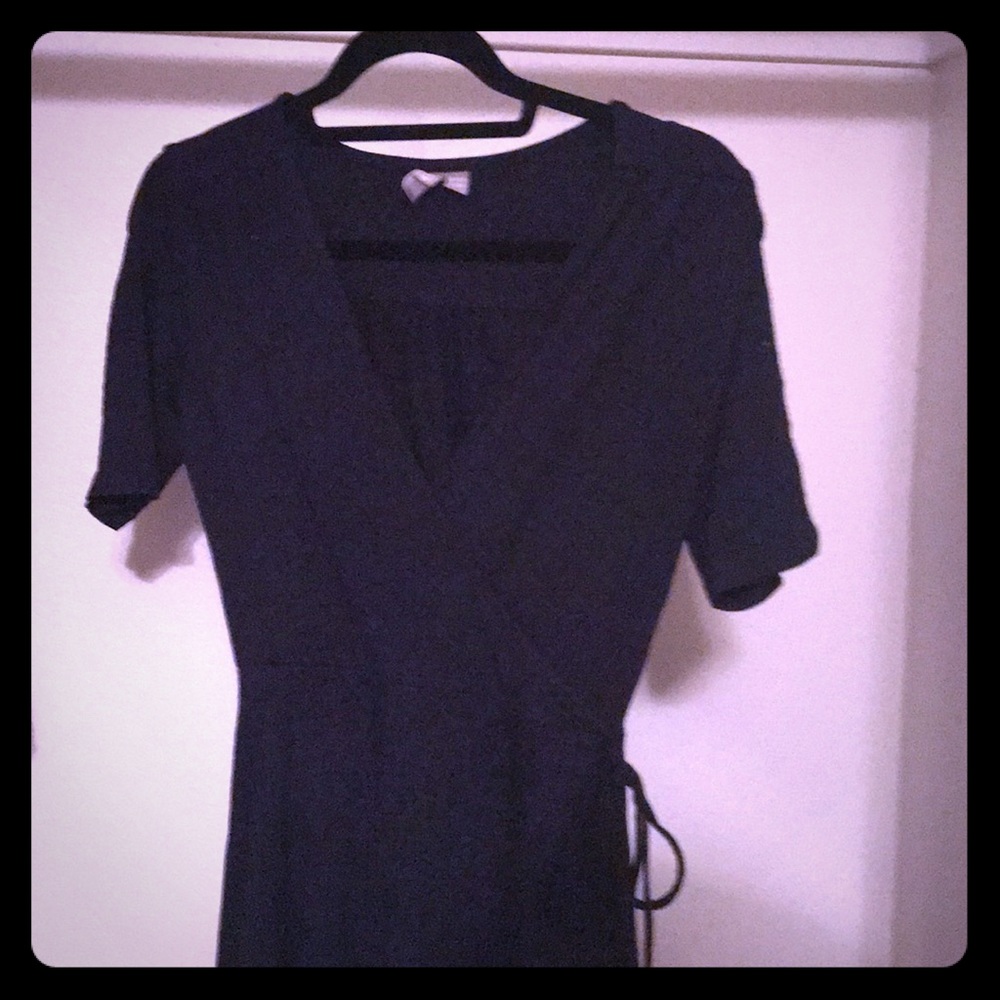 ASOS wrap top tea dress in Navy